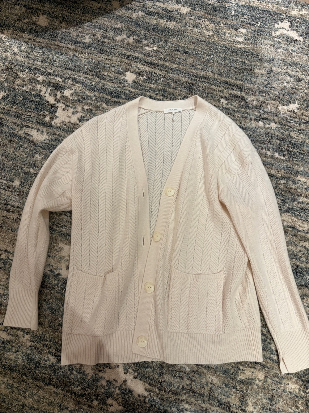 rag & bone Cream Knit Button-Front Cardigan Blazer
